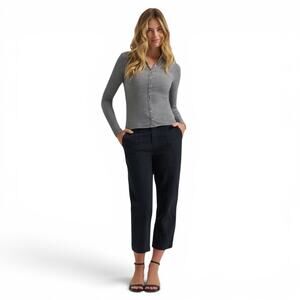 NEW Lee Sz 16 Women’s Black Pintuck Straight Leg Capri Pants Mid Rise 23” Inseam